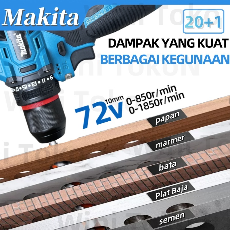 【COD】MAKITA Brushless Mesin lmpact bor 3 IN 1 bor Clevis Logam Mesin Bor Baterai Tangan Cordless Dri