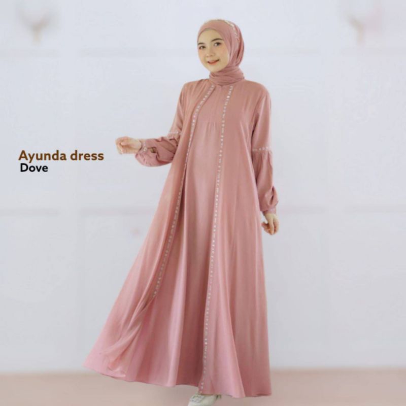Ayunda Dress Wanita Bahan Cerutty Mix Syakilla Gamis Wanita Dewasa Jumbo Elegan