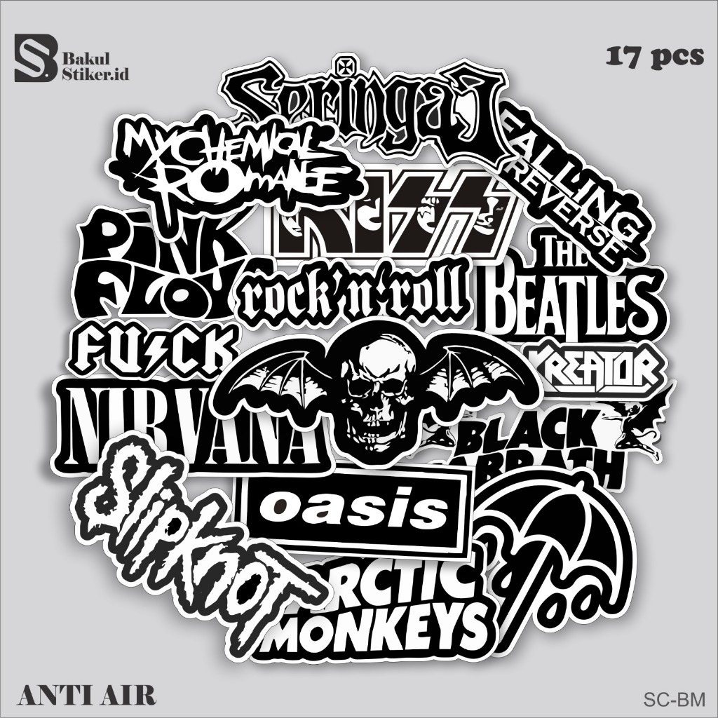 

stiker BAND METAL anti air / stiker helm, laptop, hp premium