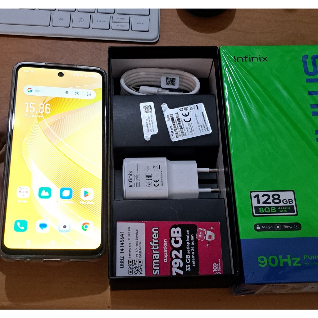 Infinix smart8 ram 4/128 second like new, beli cuma buat hp cadangan