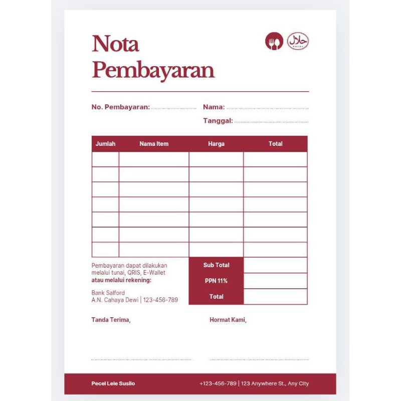

NOTA BELANJA / LOUNDRI / USAHA / INVOICE CUSTOM
