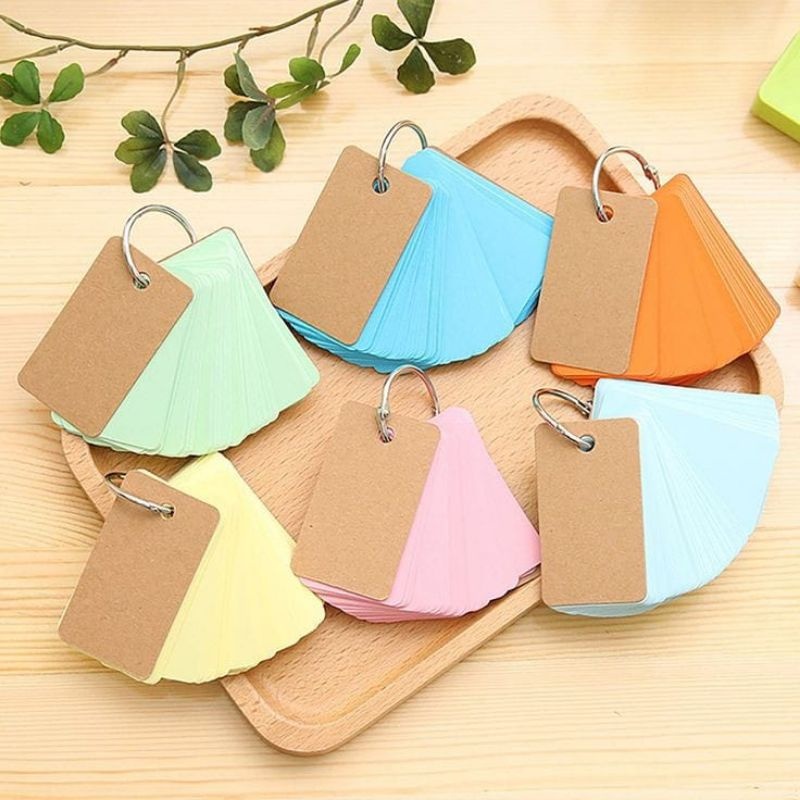 

50 LEMBAR Flashcard termurah Notebook Mini Memopad note Memo Polos MIni Ring Note Blank Card