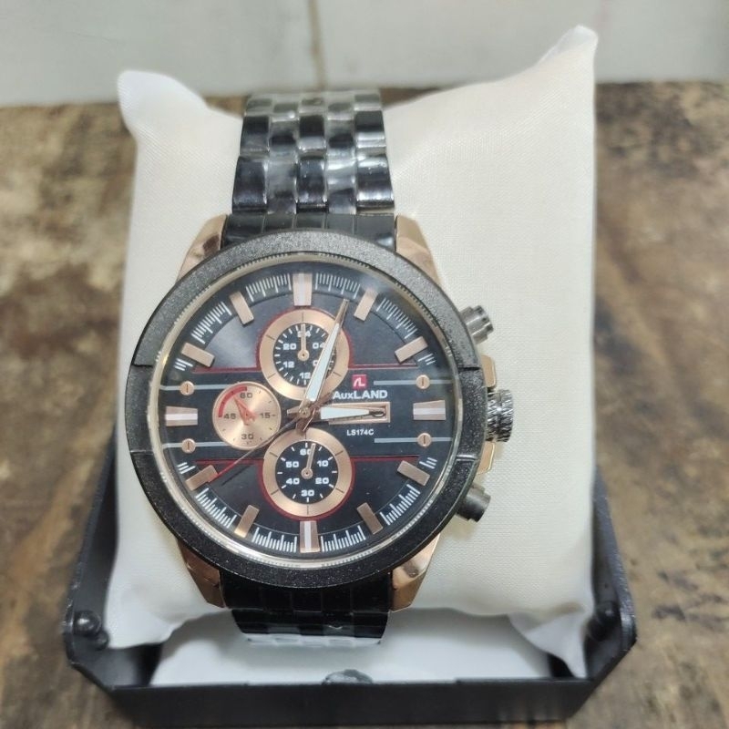 Jam tangan rantai hitam cowok auxland