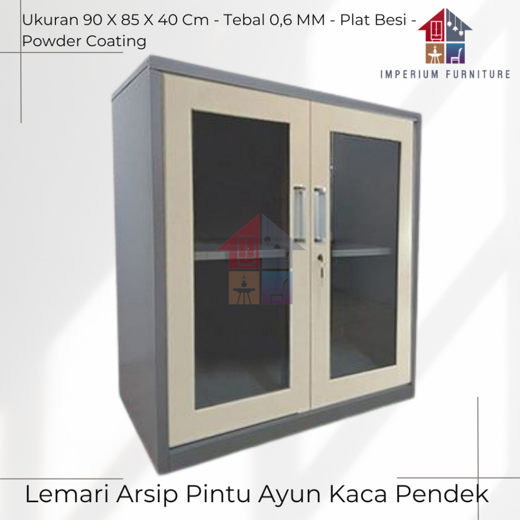 Lemari Arsip Besi Pendek / Lemari Arsip Kaca Pendek / Lemari Arsip Pintu Kaca Pendek / Lemari Arsip 