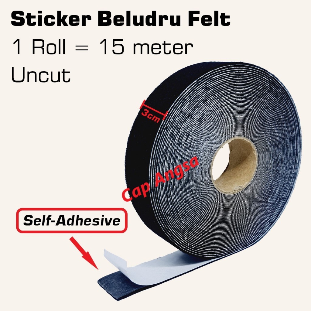 [CAPANGSA] 15M 1 Roll Flanel Sticker Felt Beludru Vynil Bludru Rakel Bulu Scraper Pesut | Spare Part
