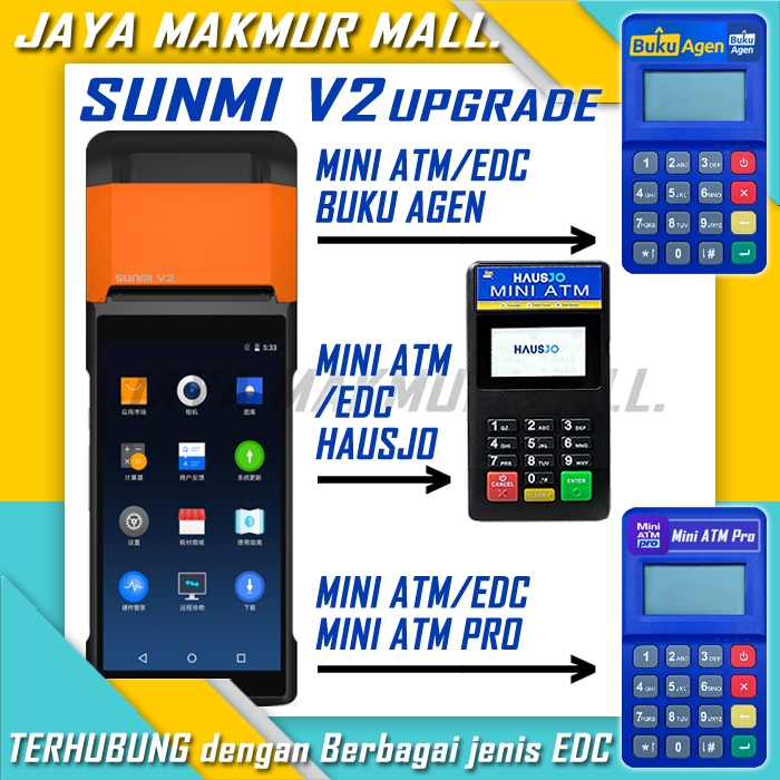 Mesin Mitra Mini ATM / EDC Saku SUNMI V2 upgrade 4G LTE 2Gb Ram/8Gb Rom Play Store | Mesin Kasir Por