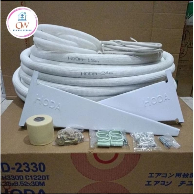paket pipa hoda 5 meter(free bubble wrap)UK.1/4+3/8 untuk semua AC dari 0,5 PK - 1 pk