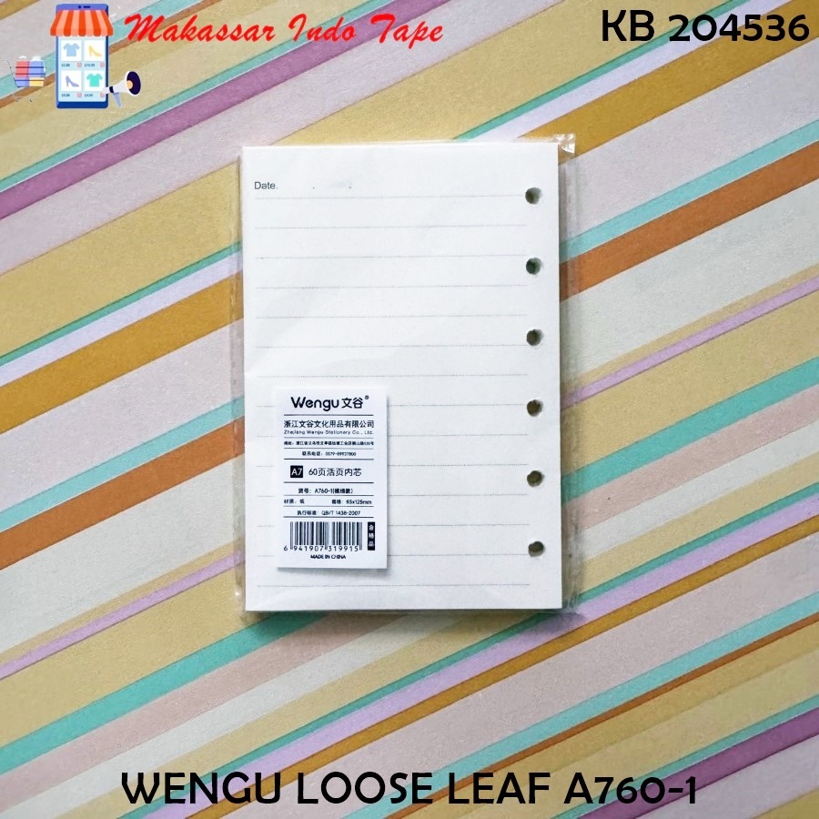 

[1 PAK] WENGU LOOSE LEAF A760-1 ISI BINDER KECIL 6 LUBANG 60 LEMBAR