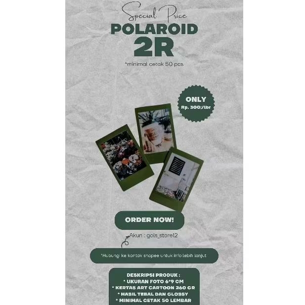 

CETAK FOTO WHITE 2R POLAROID MURAH