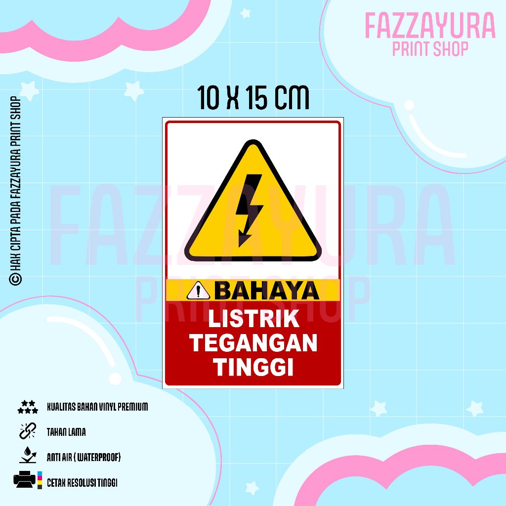 

STICKER BAHAYA LISTRIK TEGANGAN TINGGI 10 X 15 CM
