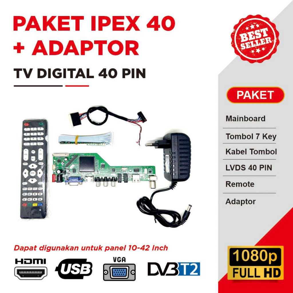 Paket 40Pin Board TV Digital Monitor Controller Board HDMI VGA Untuk Layar LED  LCD Laptop