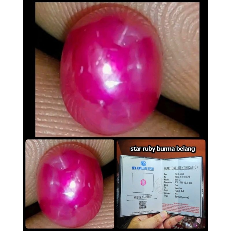 natural ruby star burma delima belang koi super