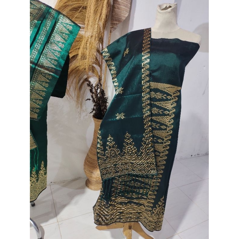 Songket Silungkang warna hijau botol, ijo botol, songket padang