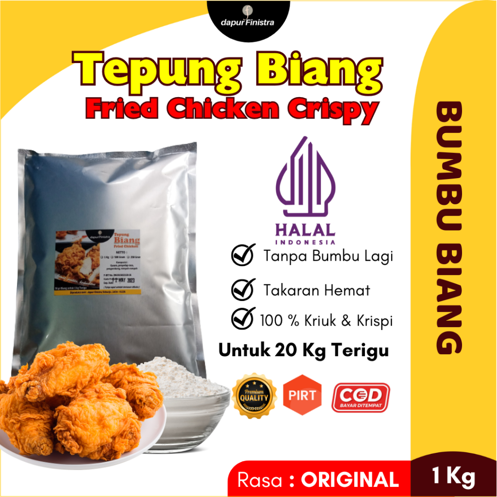 

Dapur Finistra Tepung Biang Bumbu Premix Ayam Fried Chicken Crispy Premium 1 Kg