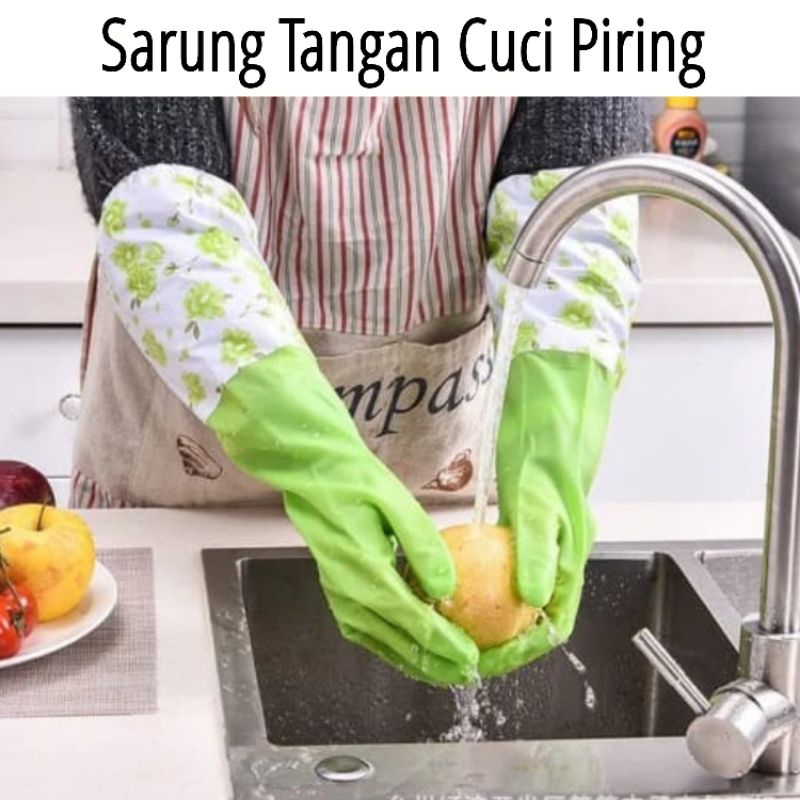 Sarung Tangan Cuci Piring Karet Panjang/ Sarung Tangan Karet Panjang Motif
