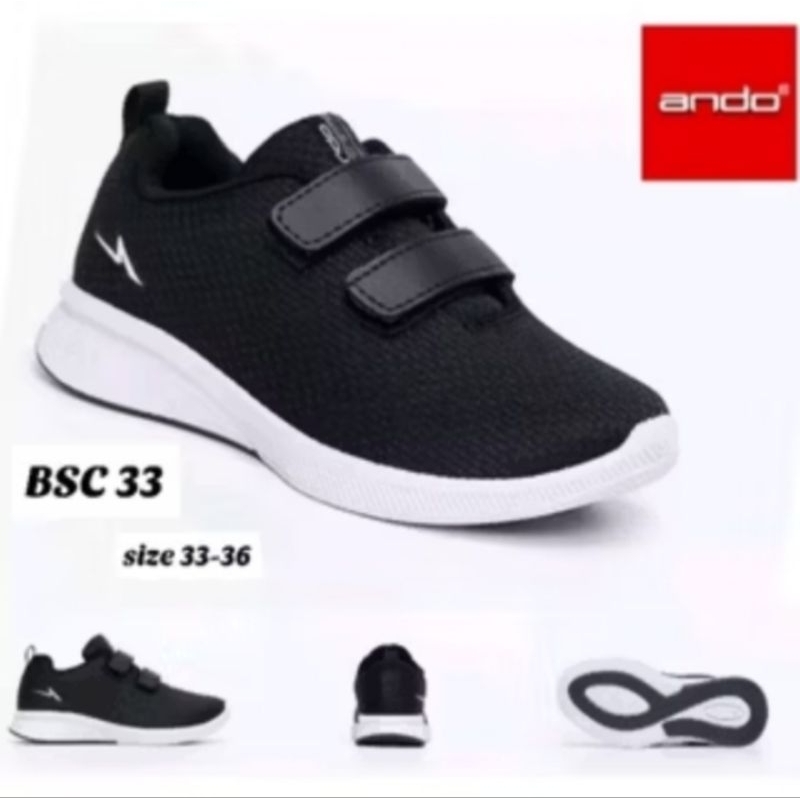 SEPATU ANDO PEREKAT HITAM PUTIH ORIGINAL ANDO PEREKAT ANAK