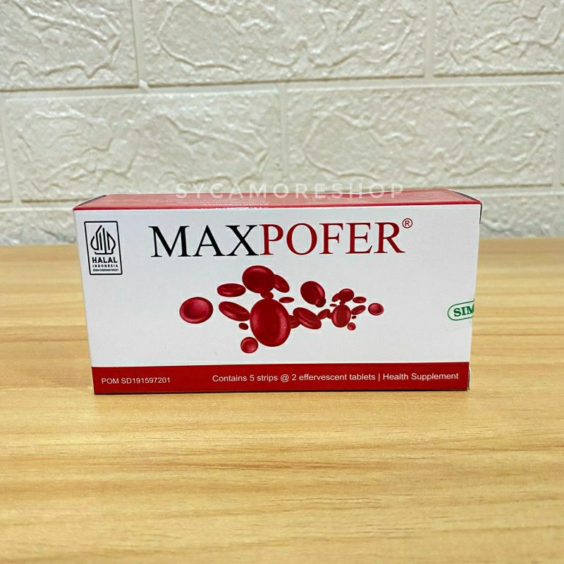 Maxpofer Effervescent box isi 10 tablet Vitamin Zat Besi Asam Folat