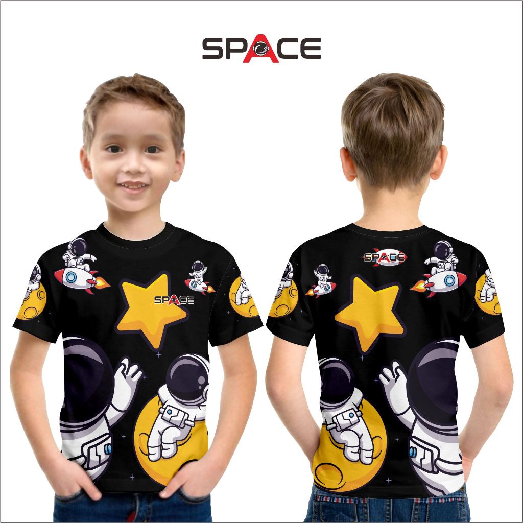Baju Kaos Anak Animasi Astronot Luar Angkasa