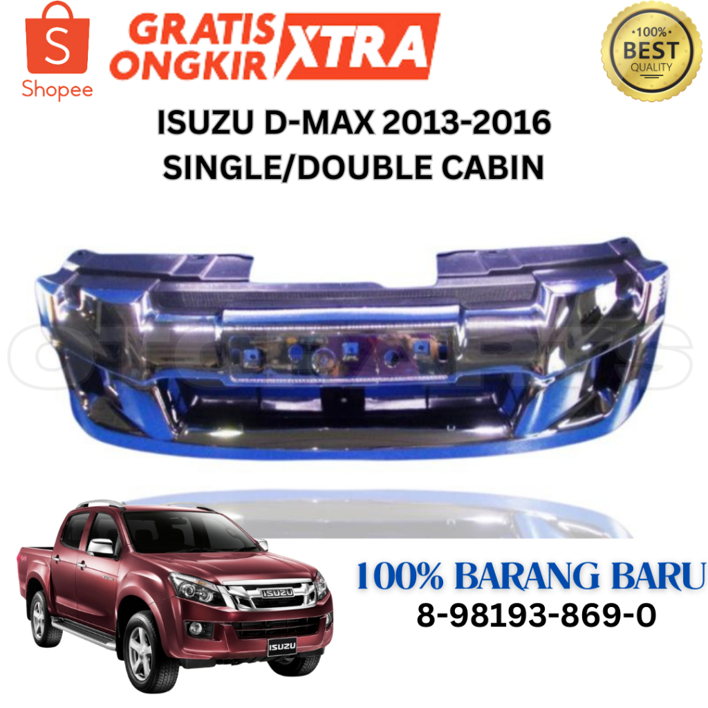 8-98193-869-0 GRILLE GRILL RAMBANG ISUZU D-MAX CHROME KROM DOUBLE CABIN 2013 2014 2015 2016 DCAB BAR