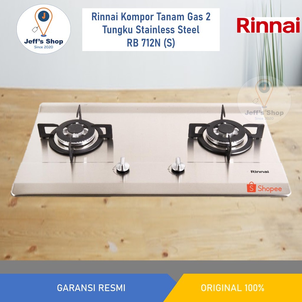 Rinnai Kompor Tanam Gas 2 Tungku Stainless Steel RB 712N (S)