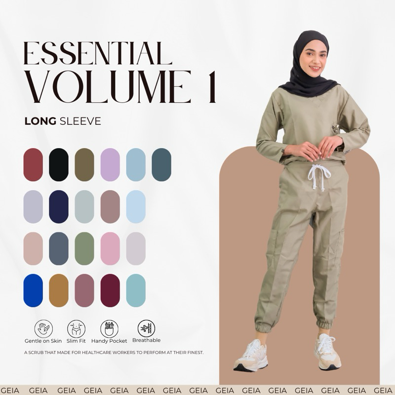 SCRUB [Essential Volume 1 Lengan Panjang] GEIA Scrub Dokter | Scrubs Dokter | Baju Dokter | Baju Dok