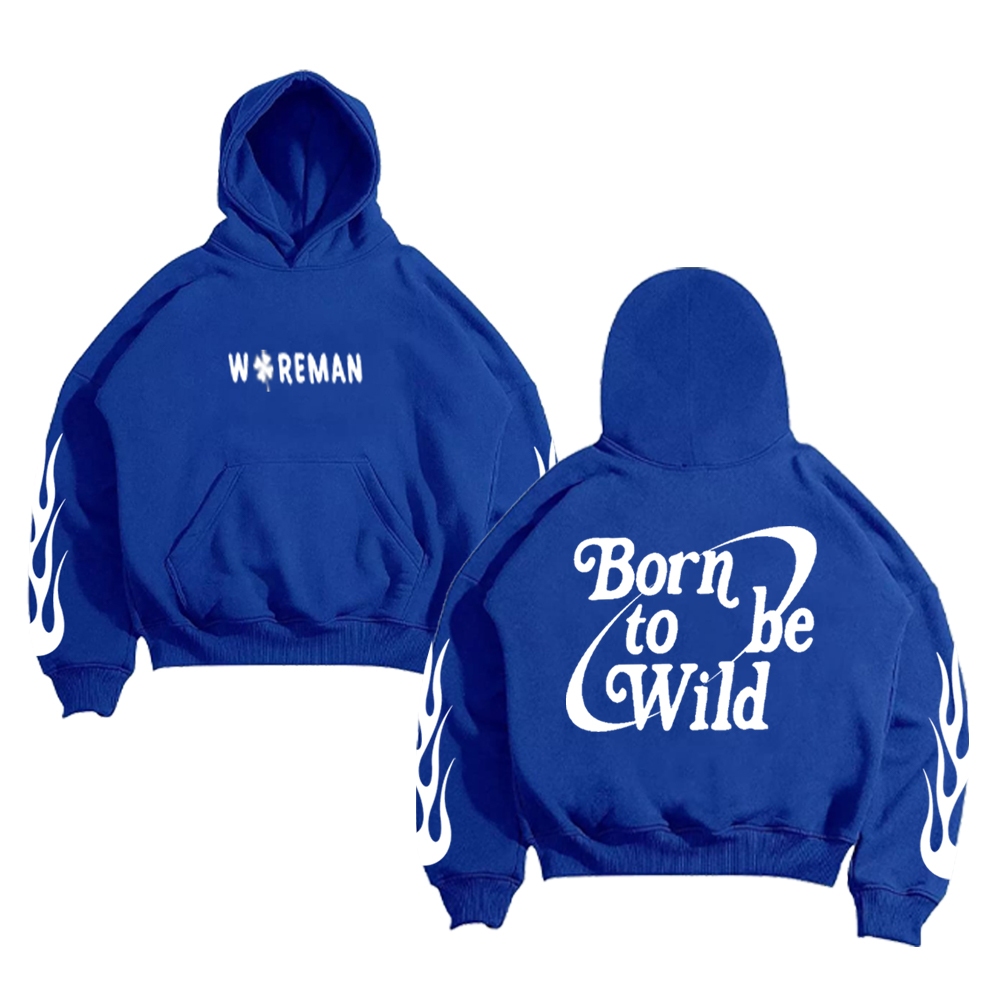 WRMN Hoodie Boxy Oversize Biru Elektrik | Hoodie Boxy Born To Be | Hoodie Boxy Fit Pria Wanita Unise