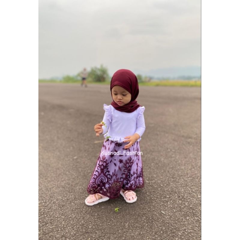 Gamis Muslim Anak Mix Tile Brukat || Gamis Anak mix tille brukat premium