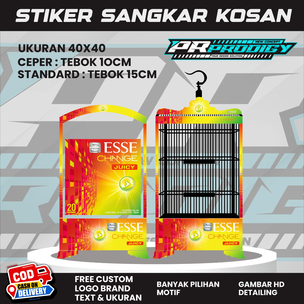 Stiker Decal ESSE JUICY /Sangkar Burung Koper/Single Fighter Kotak - Sangkar Burung Kotak