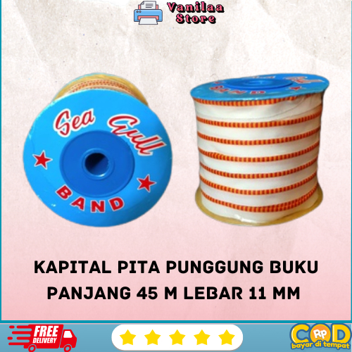 

kapital pita punggung buku panjang 45 m lebar 11 mm