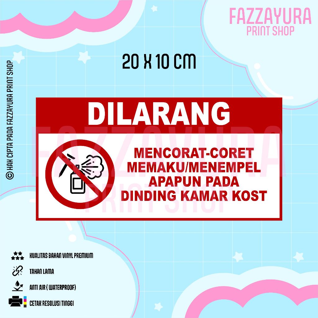 

STICKER DIALRANG MENCORAT CORET MEMAKU ATAU MENEMPEL APAPUN PADA DINDING KAMAR KOST 20 X 10 CM