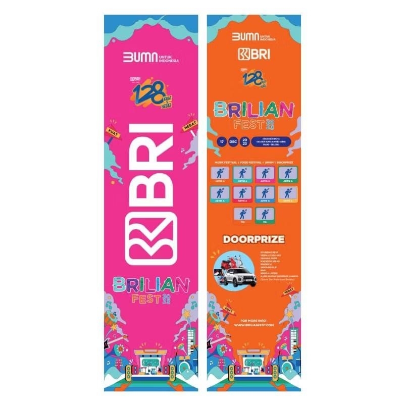 UMBUL-UMBUL CUSTOM KAIN TC CETAK MESIN (PRINTING) UKURAN : 300 x 75 CM