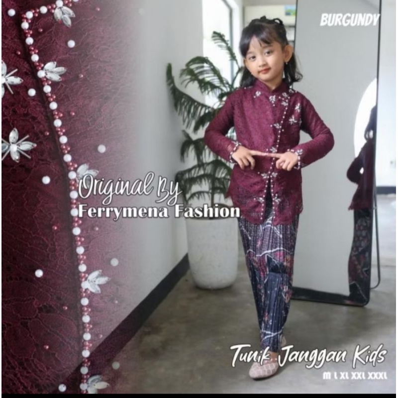 Setelan Kebaya Kartini Janggan payet Anak Modern /Kebaya anak  usia 4 - 12 tahun  / Setelan kebaya K