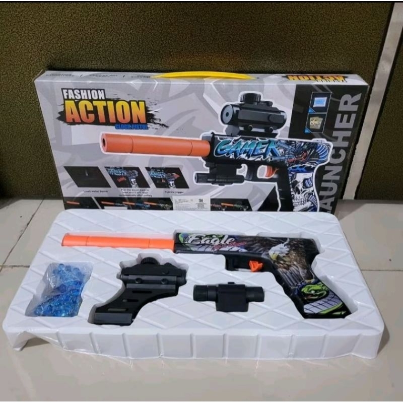 Tembakan Anak Handgun Watergel Mainan Glock Water Gel laser 14+AGES