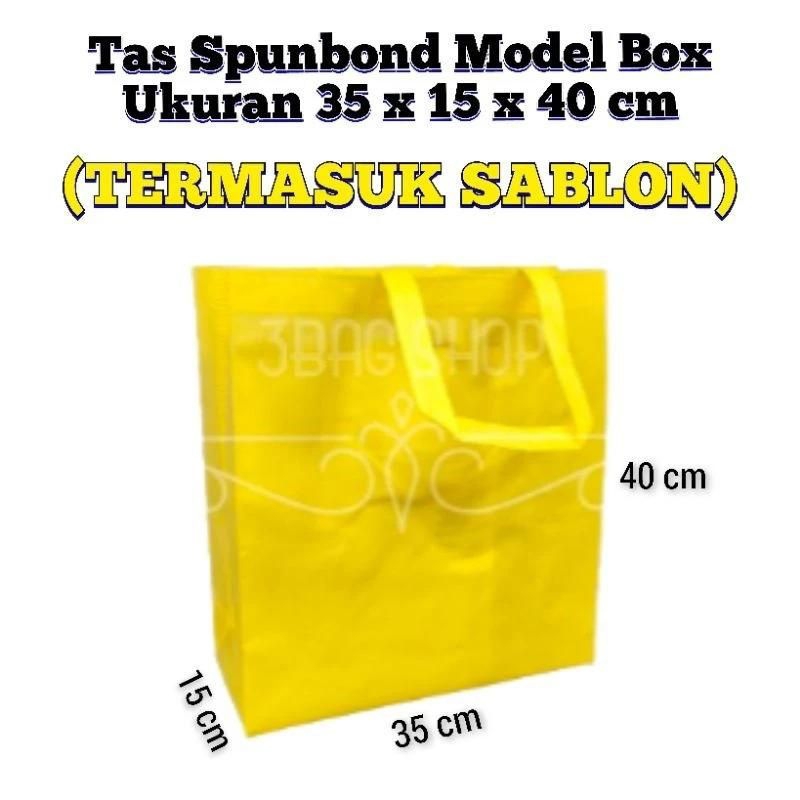 

(TERMASUK SABLON) Goodie Bag Tas Custom Spunbond 35x40x15 cm / Tas Souvenir / Tas Hajatan / Goodie Bag / Tas Hampers / Shopping Bag / Tas Promosi / Tas Seminar
