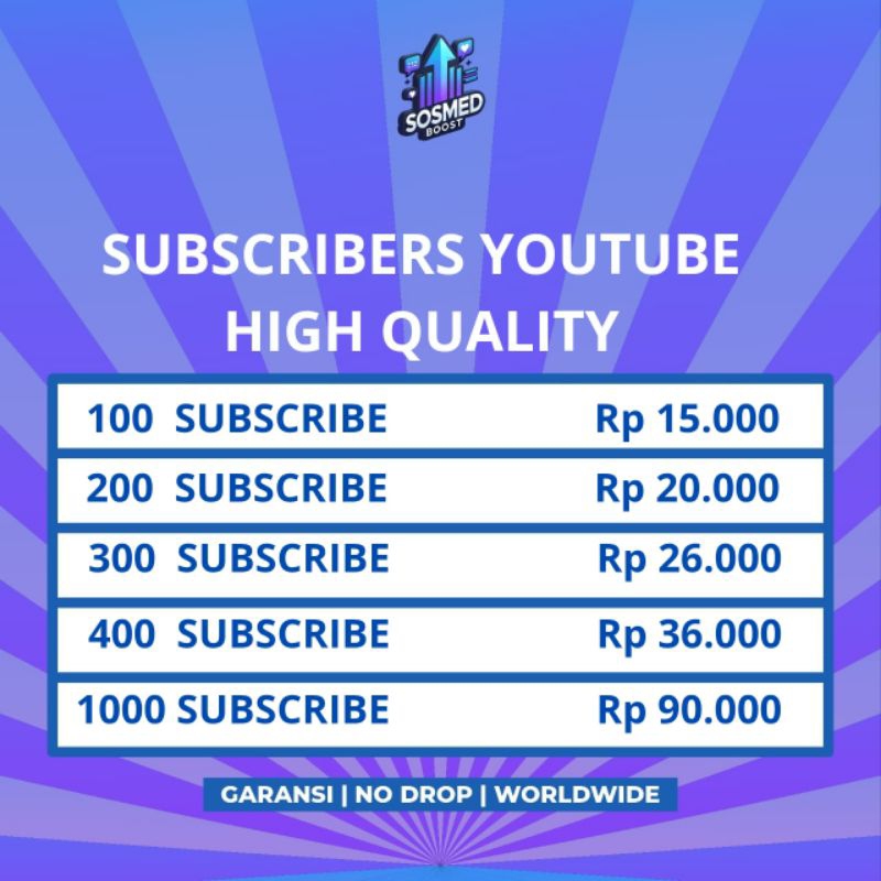SUBSCRIBERS YOUTUBE BERGARANSI