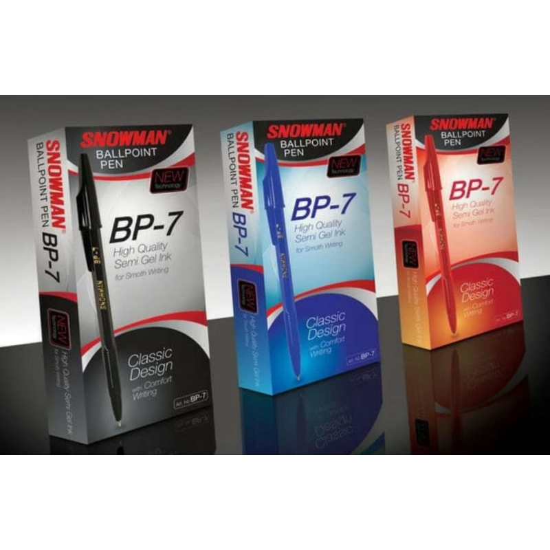 

Snowman Ballpoint Pen BP7 High-Quality Semi-Gel ink Pulpen Cabut 0.7 mm - Doz isi 12 Pcs.