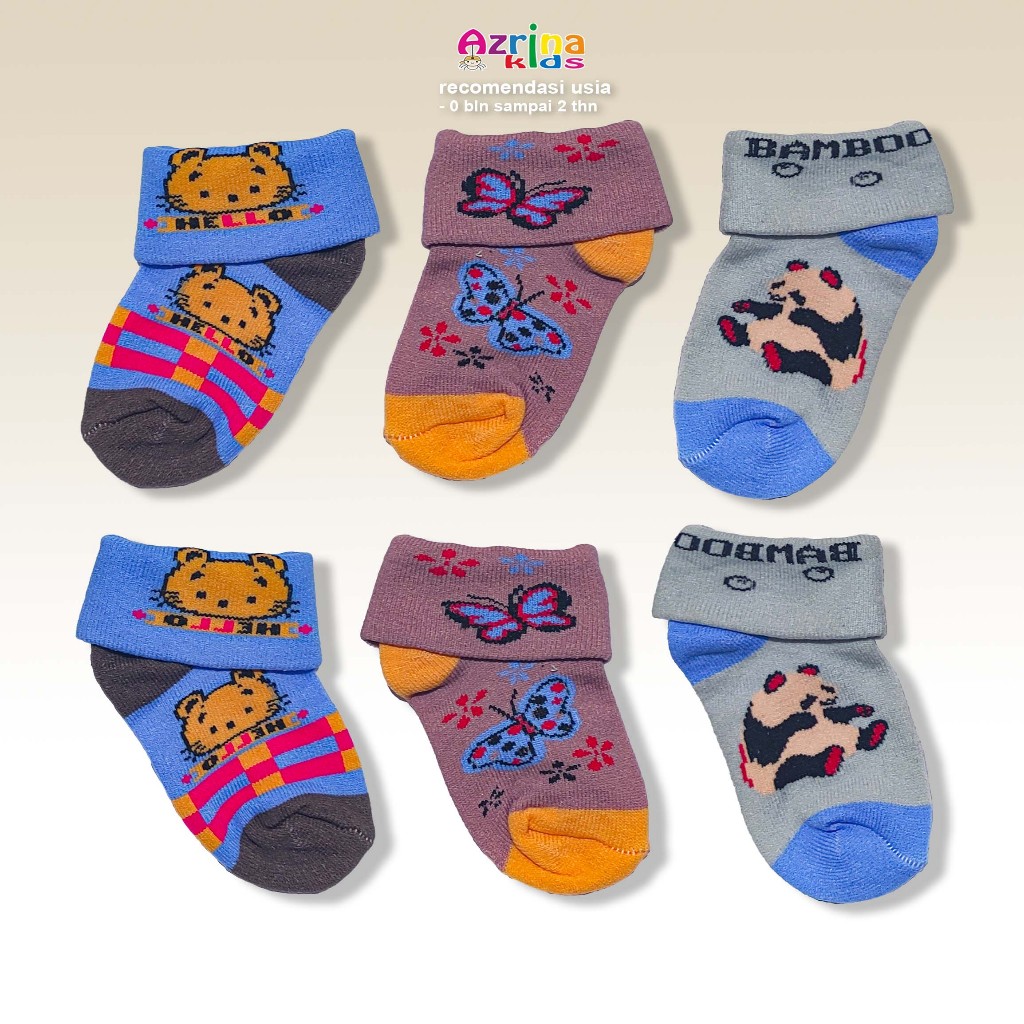 Baby Socks Kaos Kaki Bayi Karakter Lucu Model Lipat