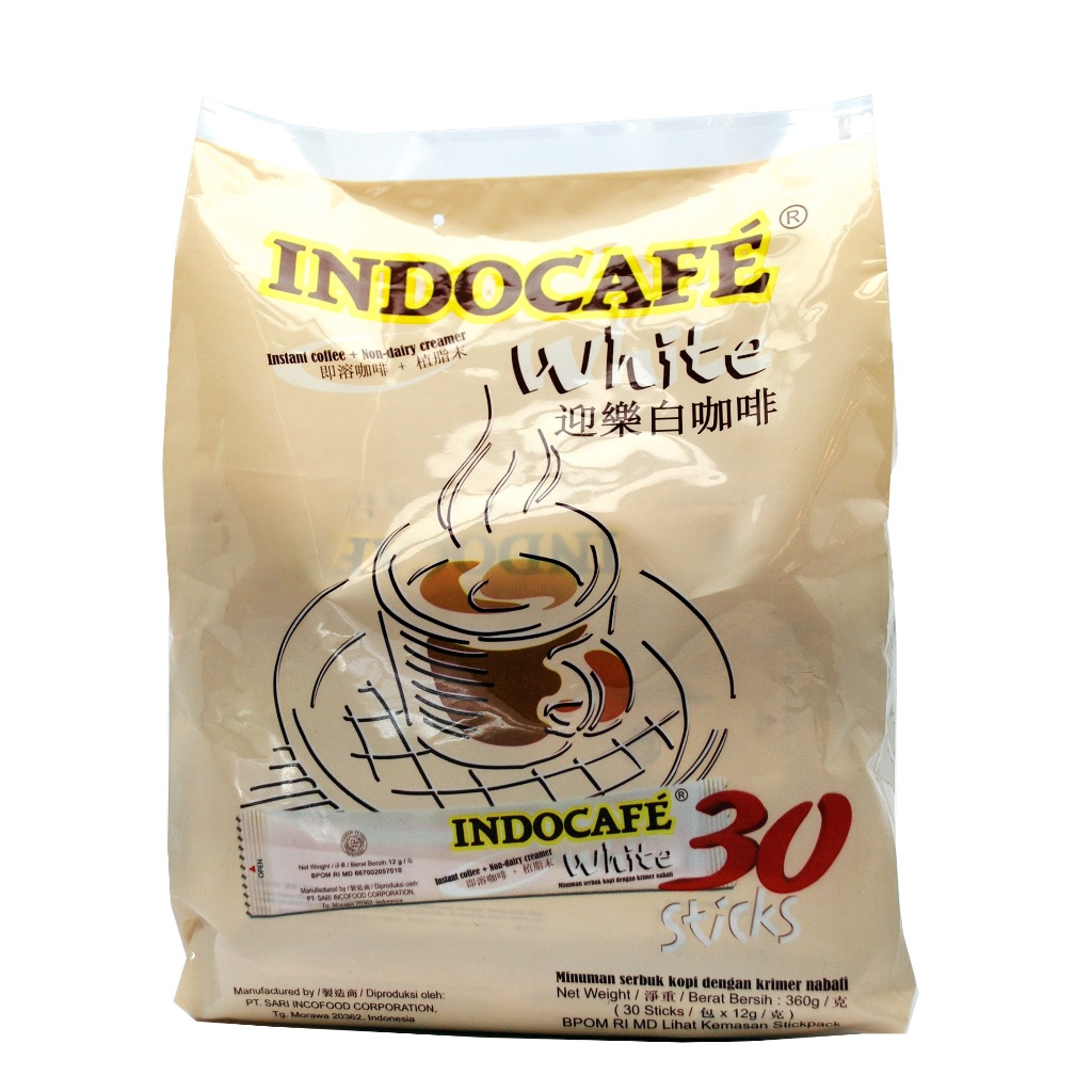 

Kopi Instan White Coffee INDOCAFE isi 30's / ISI 5 BOX WHITE COFFEE BROWN SUGAR