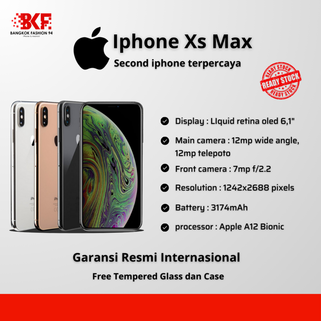 IPHONE XS MAX 64/256GB SECOND LIKE NEW FULLSET BERGARANSI