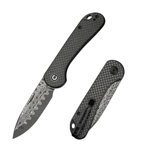 CIVIVI Elementum Slip Joint Knife Carbon Fiber Handle (2.96" Damascus Blade) C18062AJ-DS1
