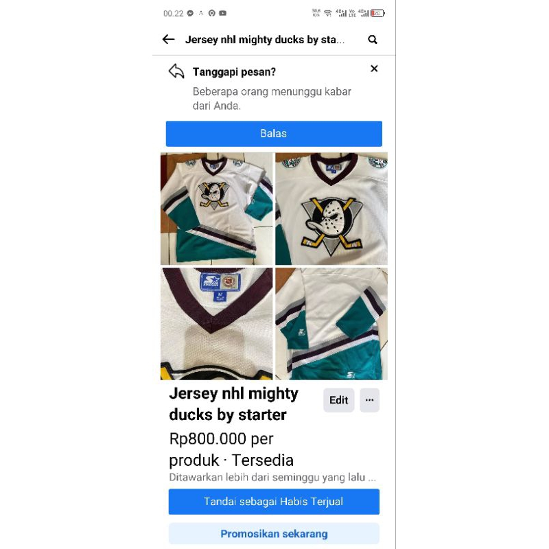 jersey mighty duck by starter