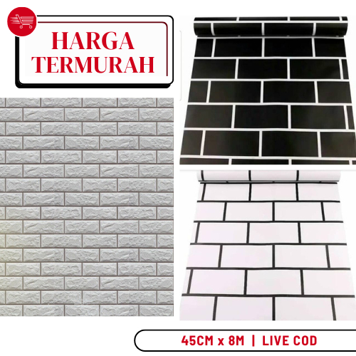 Live COD Wallpaper Dinding Motif Batu Bata Walpaper Bata Walpaper Dinding Bata 10 Meter