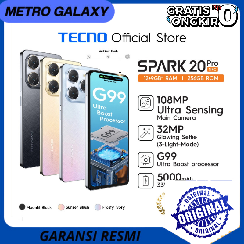 Tecno Spark 20 Pro NFC RAM 12/256GB  Garansi Resmi