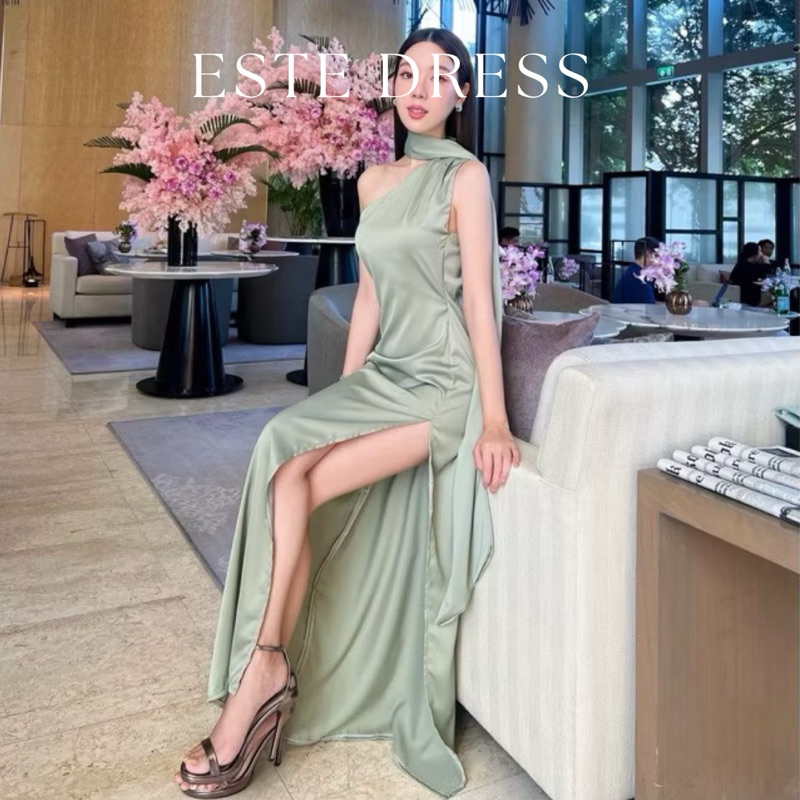 [NACO]-Este Slit Dress//Slit Dress//Satin Dress//Sateen Slit Dress//Baju pesta wanita//Bridesmiad Dr