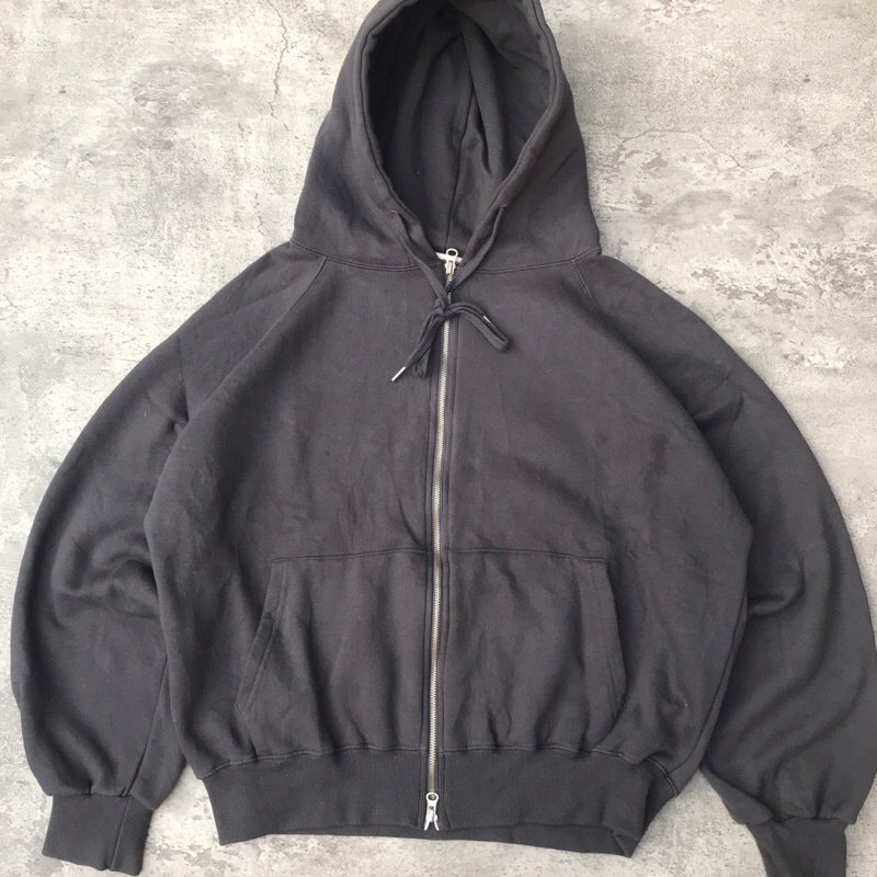 hoodie zipper boxy double zipper blank grey calle y2k style second thrifting