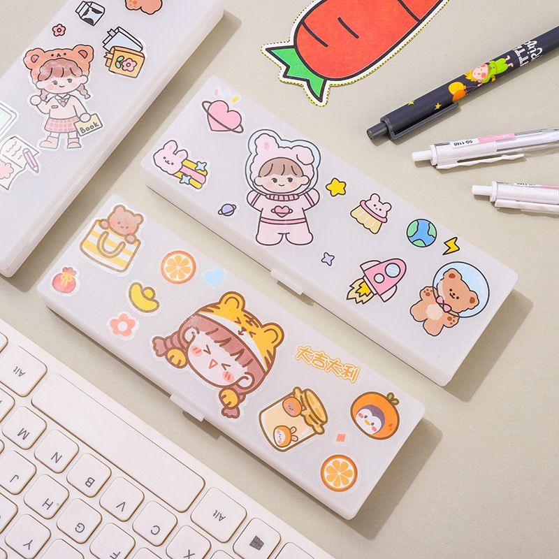 COD Tempat Pensil Aesthetic Box Simple + Stiker / Pencil Box / Kotak Pensil / Tempat Pensil Box