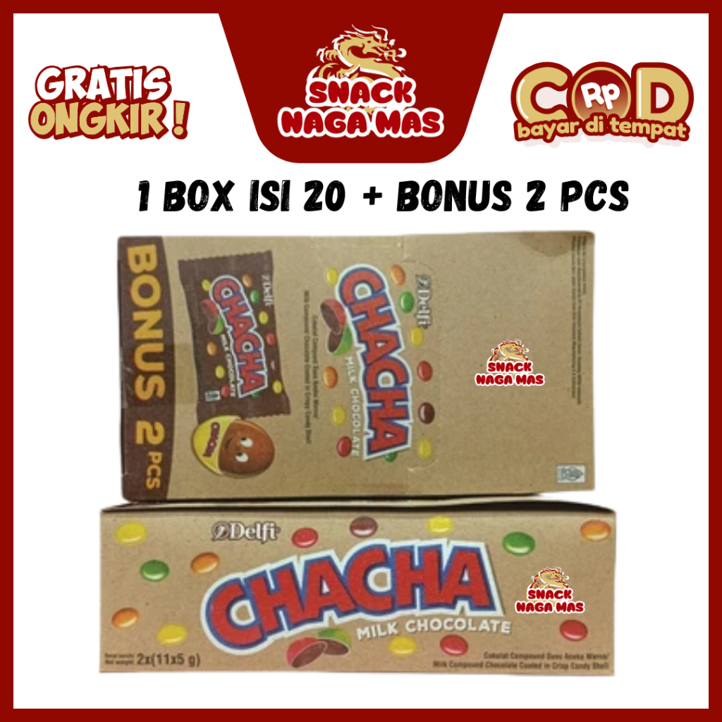 

DELFI CHACHA COKLAT BOX CHACHA MILK CHOCO CHACHA PEANUT 2 RENTENG [1 BOX 20 + BONUS 2 PCS]