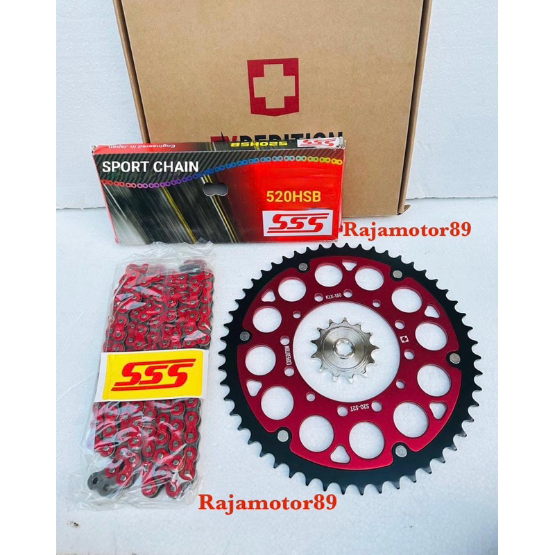 Gear set 520 Expedition Merah KLX 150 DTracker 150 set rantai SSS merah