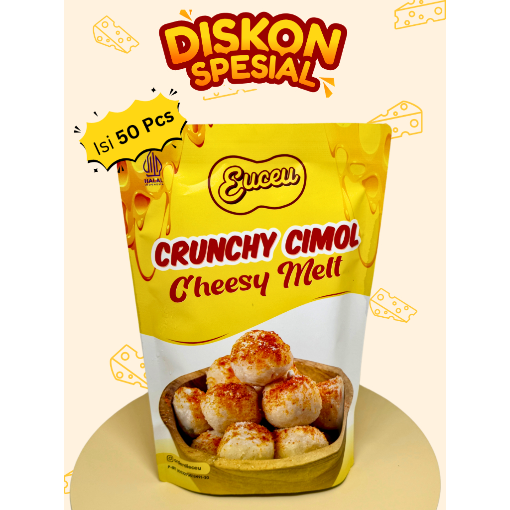 

Euceu Cimol Cheesy Melt Crunchy isi 50 / Cimol Keju Leleh / Cimol Asin Pedas