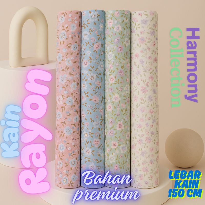 Kain Rayon Viscose Premium UNIQLO Motif Meteran, daster, piyama, mukena, hijab, gamis